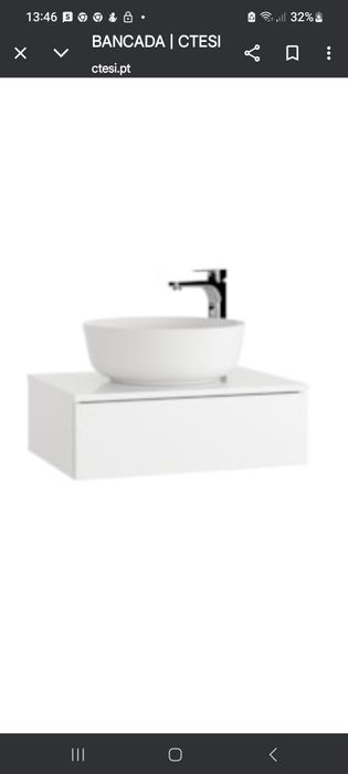 Móvel Wc de Bancada 60 Cm Cinza com Gaveta Click Marca Ctesi /// Novo