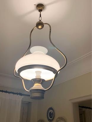 Copper Lamp with White Glass Shade