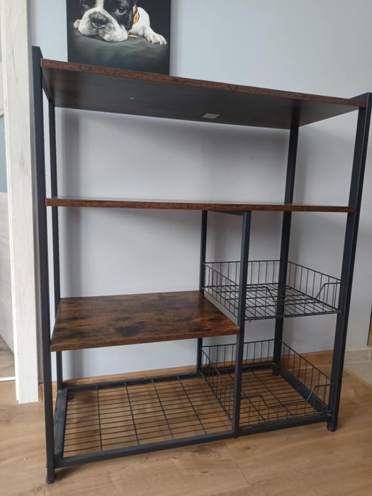 Regał drewniano metalowy