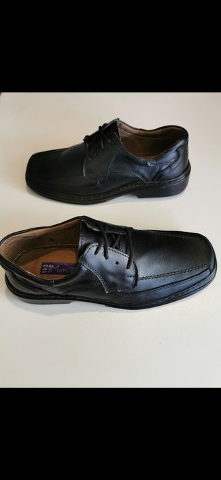 Skórzane Buty Męskie Lekkie Wygodne Czarne  M  193