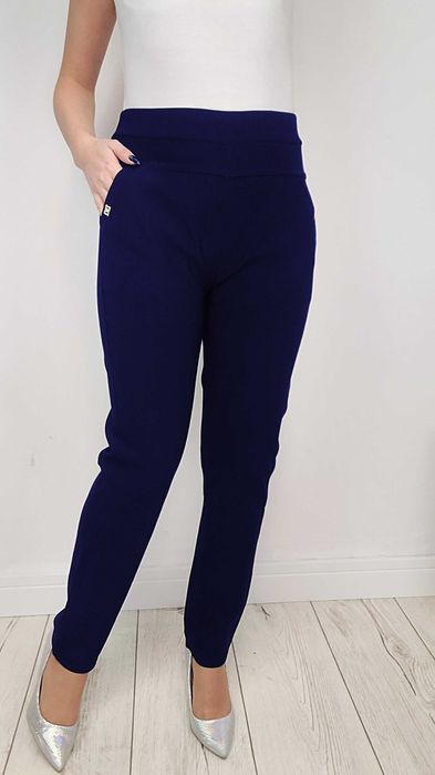 NOWE L - 6XL Eleganckie spodnie damskie gładkie Tu 4XL/5XL GRANAT