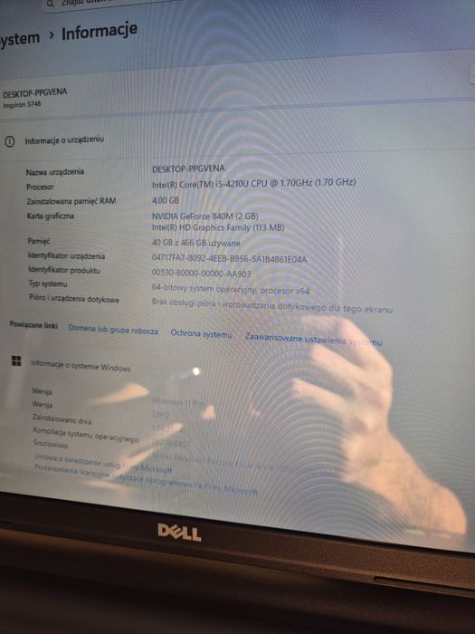Laptop Dell 5748 17 cali i5  240GB SSD  gamingowy