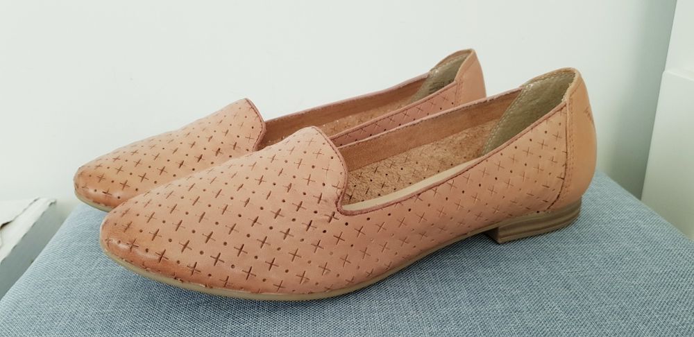 Venturini loafersy ze skóry naturalnej, camelowe