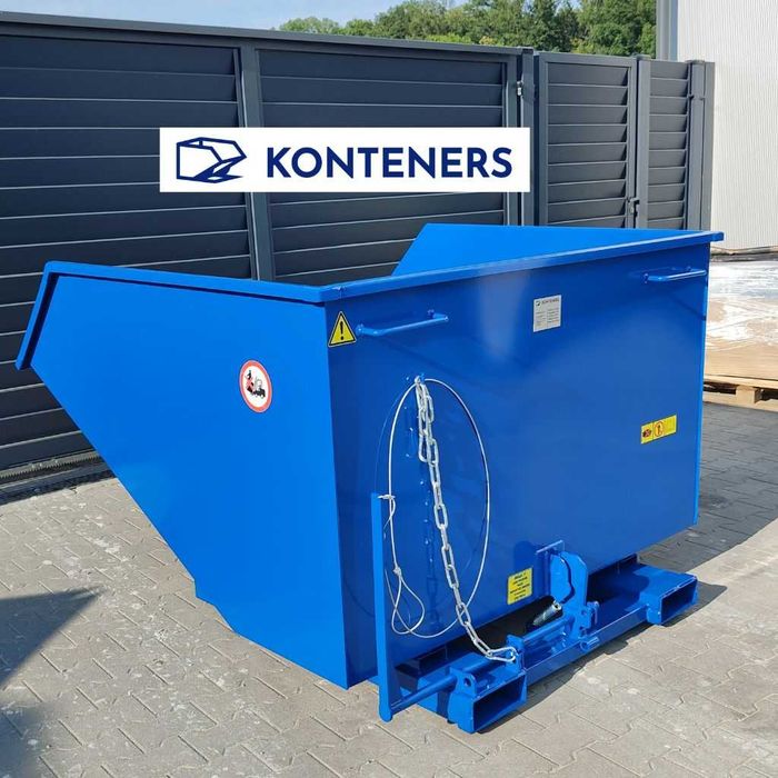 Kontener samowyładowczy KOLEBA 1500 l/ 1,5m3 odpady CNC, złom, drewno