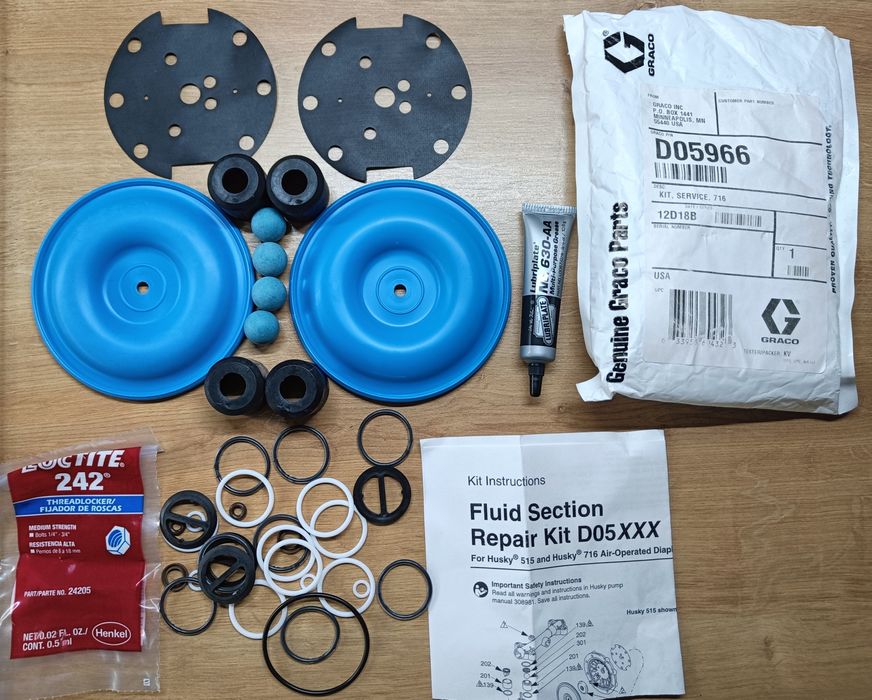 Zestawy naprawcze firmy Graco do pomp membranowych Husky 716 oraz 515