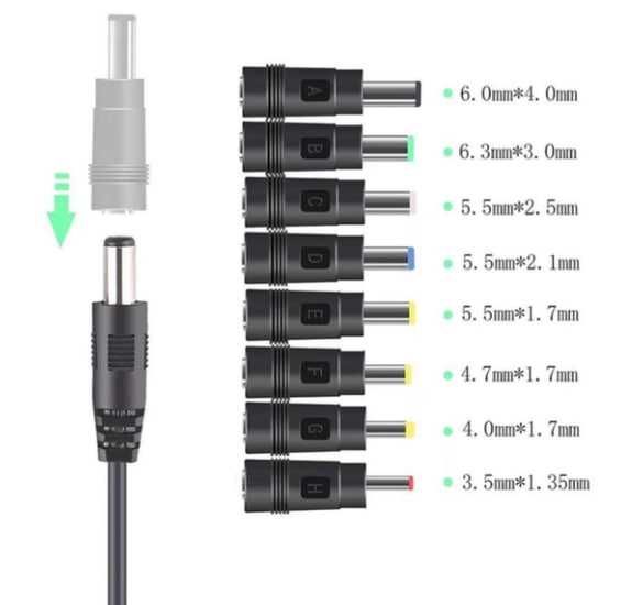 Набір перехідників DC для роутерів 8 в 1 (кабелі живлення) 9-12в