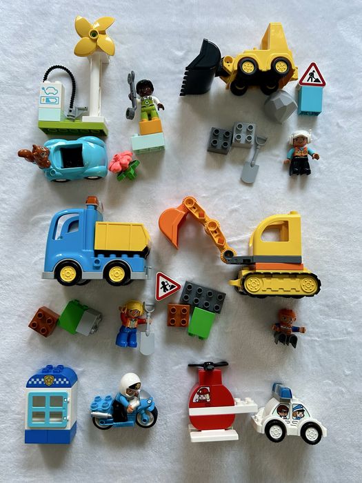 Zestaw LEGO DUPLO - 5 zestawów: buldożer, ciężarówka, wywrotka koparka