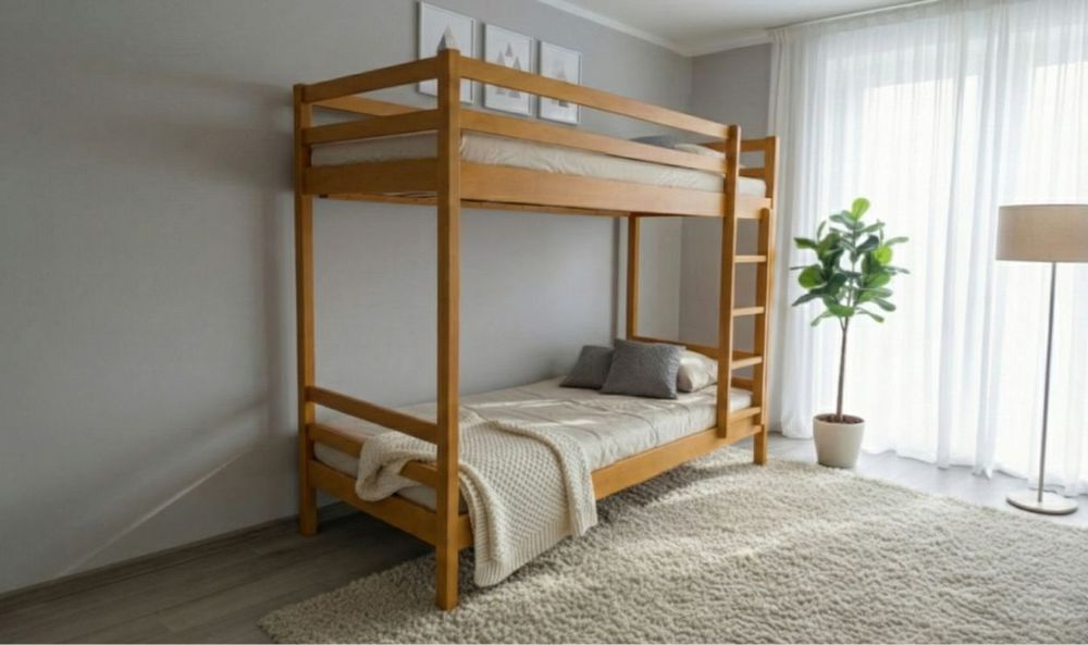 Łóżko piętrowe drewniane bukowe mega masywne 80x200/90x200