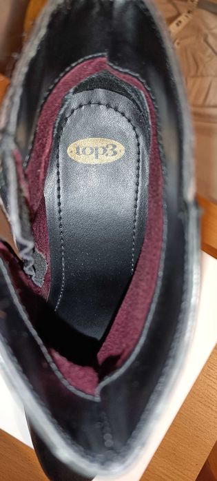 Botki Top3 damskie 38 czarne skóra naturalna
