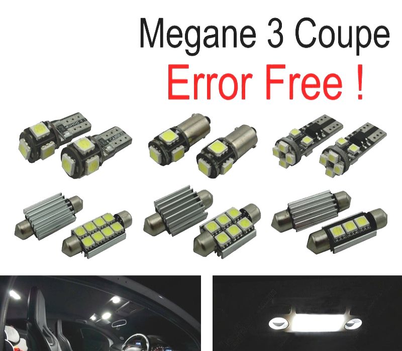 KIT COMPLETO DE 12 LÂMPADAS LED INTERIOR PARA 2009-2016 PARA RENAULT MEGANE III 3 MK3 COUPE