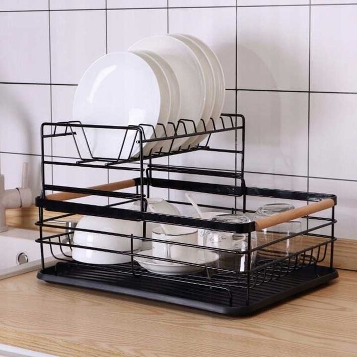 STYLOWA suszarka do naczyń ociekacz z tacką DWUPOZIOMOWA METALOWA