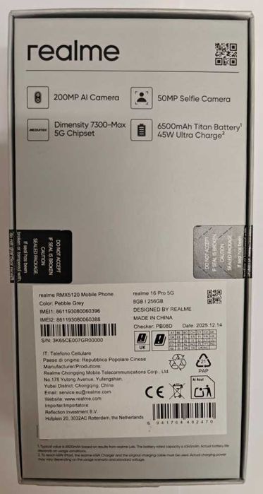 Pudełko od telefonu Realme 16 Pro 5G – ORYGINAŁ! Komplet