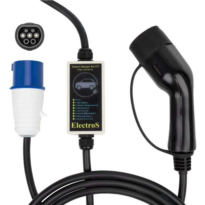 Зарядний пристрій ElectroS WI-FI для авто – Type 2 (7.4 кВт.|32А)