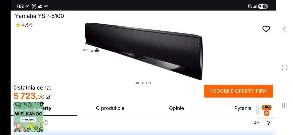 Soundbar Yamaha ysp 5100 plus subwoofer yst-sw315