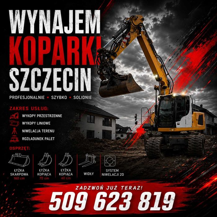 Wynajem Koparki Z Operatorem Szczecin i okolice | Usługi koparką