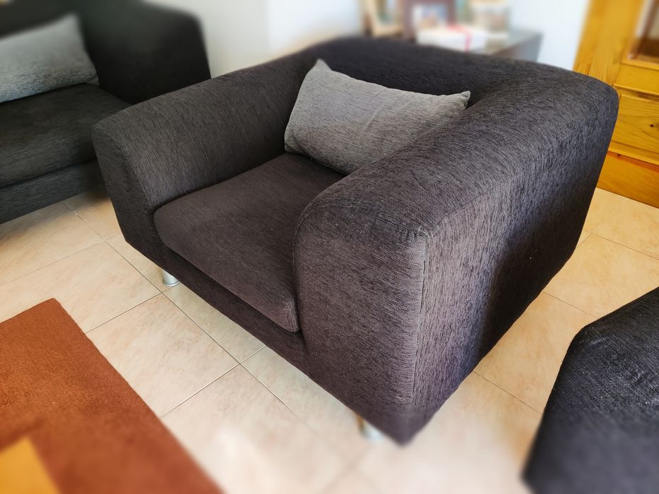 Conjunto de 3 sofás em tecido como novos