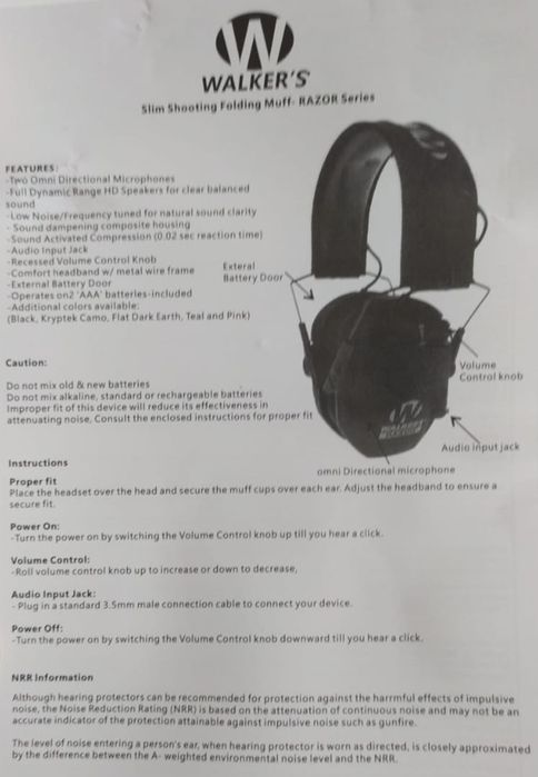 Тактические активные наушники Walkers Multicam, Oliva