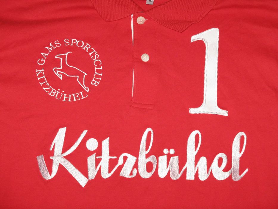 koszulka polo Kitzbühel Austria haft niemiecka czerwona solidna L XL