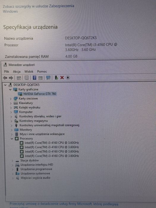 Komputer stacjonarny i3/GTX760/4GB RAM