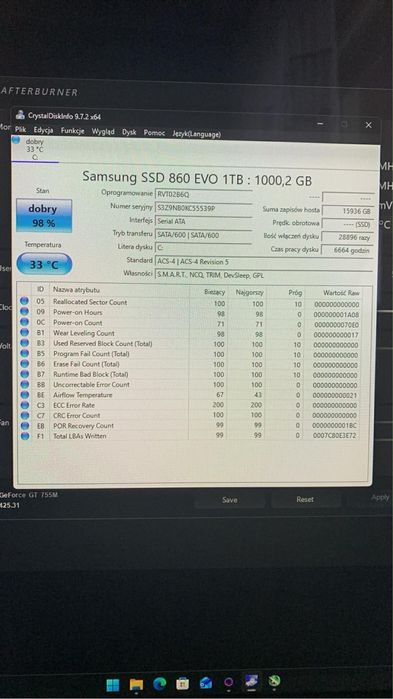 Dysk SSD samsung 860 Evo 1Tb Sprawny w 100%