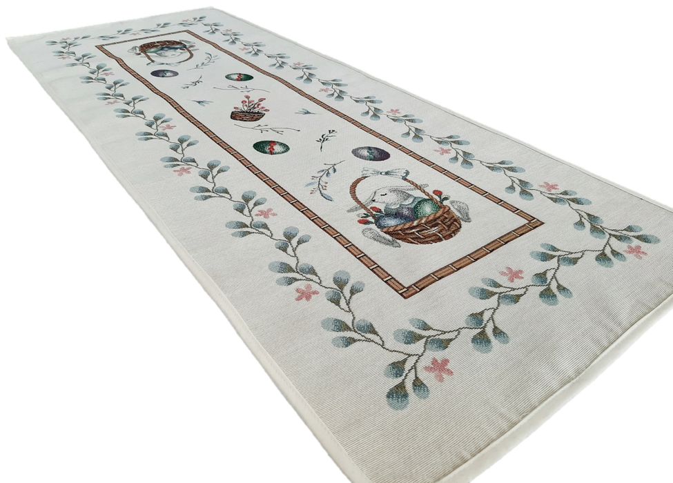 Bieżnik Wielkanocny gobelinowy zajączki 40x100 cm 650 Coniglietti