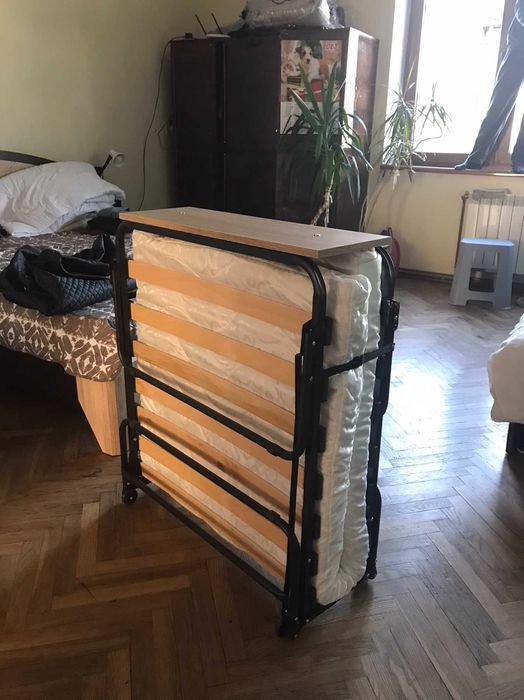 Раскладушка-полуавтомат на ламелях с матрасом, розкладачка з матрацем