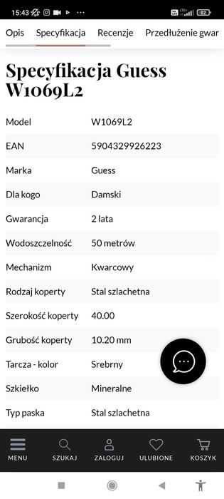 Zegarek Guess W1069L2