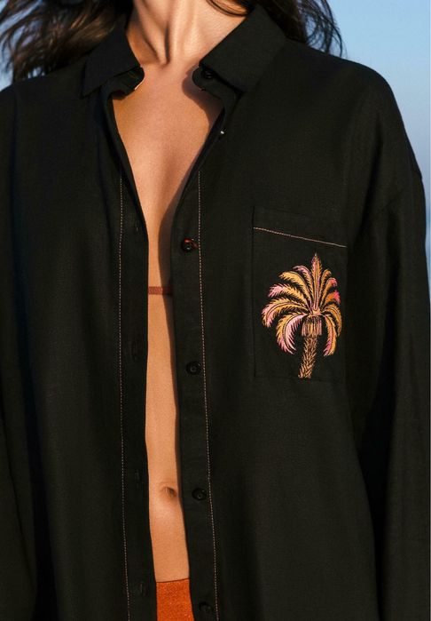 Шикарна дуже якісна сорочка з вишивкою віскоза льон