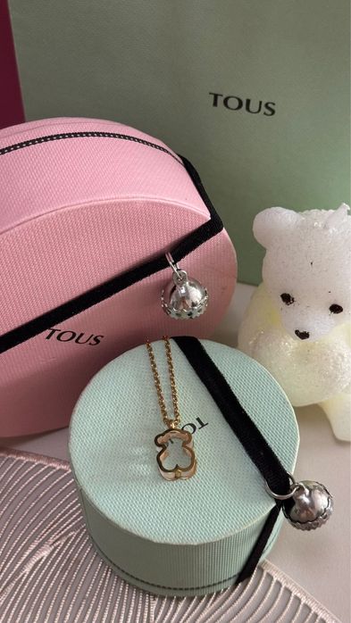 Łańcuszek z motywem misia Tous – logowany, stal nierdzewna