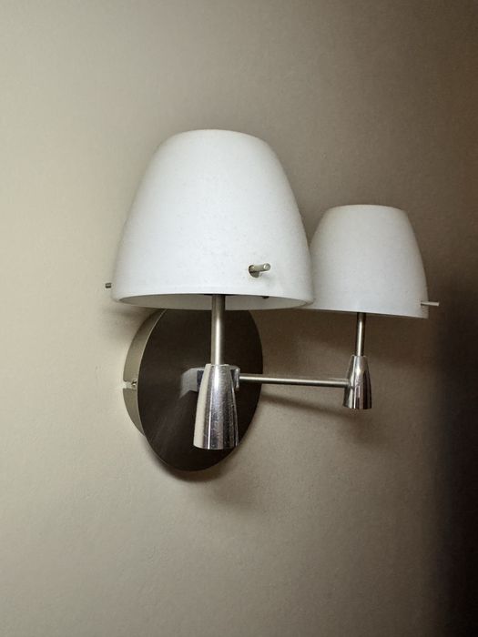 Candeeiros apliques de parede metal com abajur branco dupla luminária