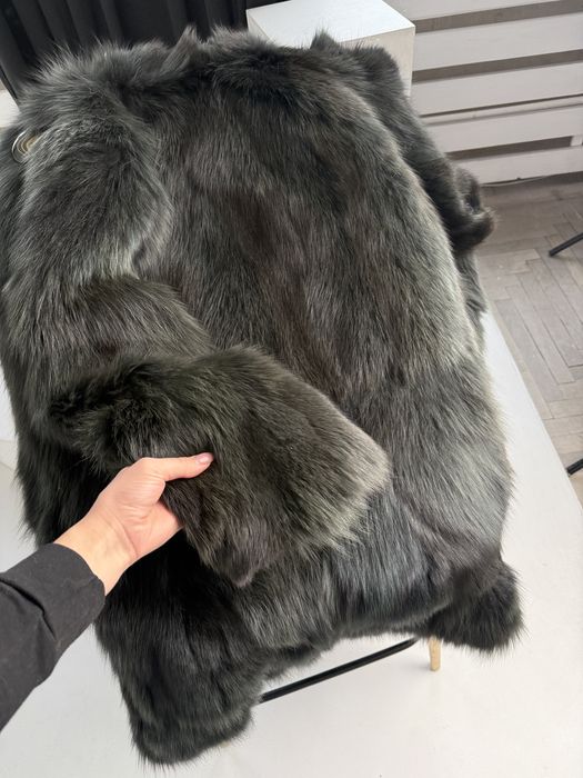 Шуба песець натуральна изумрудна зелена