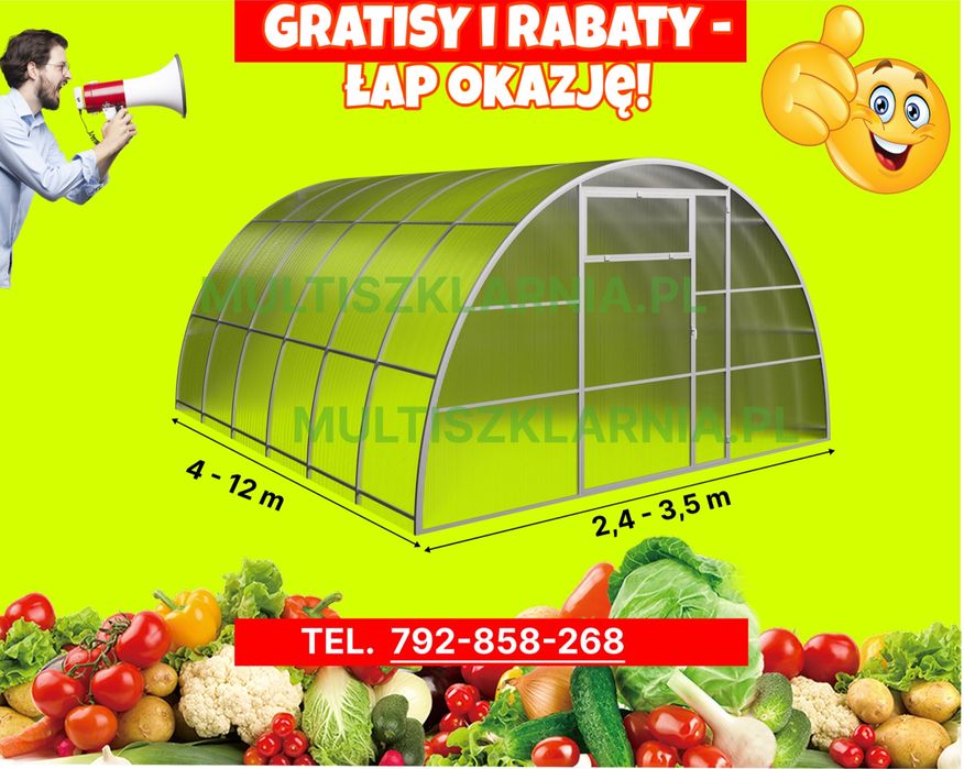 Szklarnia ogrodowa,tunel 3x4,3x6itd,poliwęglan 4mm/6mm,stal ocynkowana