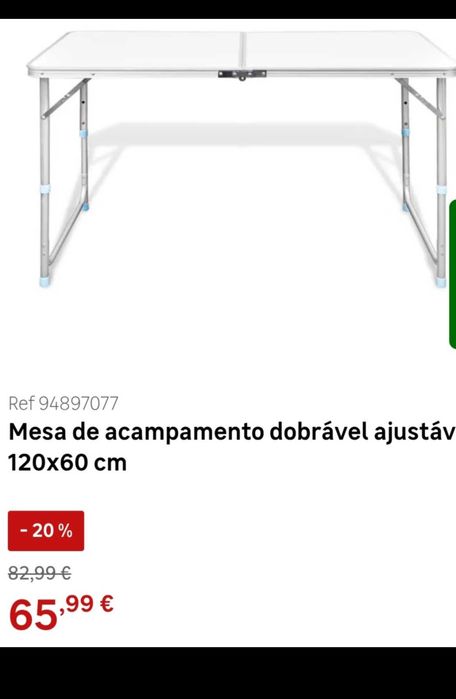 Mesa de Campismo/Pátio/Feiras, dobrável ajustável 120x60 cm