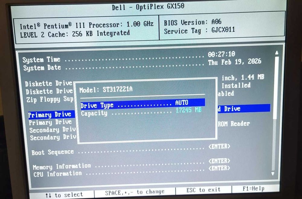 Retro klasyk DELL OptiPlex GX150 i815E/P3 1GHz/512MB/MATROX/17.2GB/CD