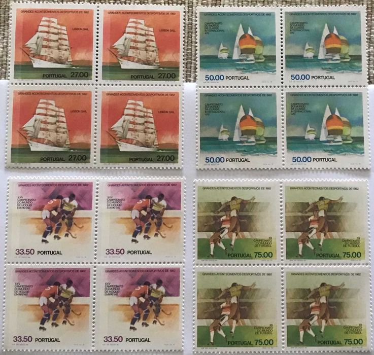 Série completa de 4 quadras de selos novos - Eventos desportivos -1982