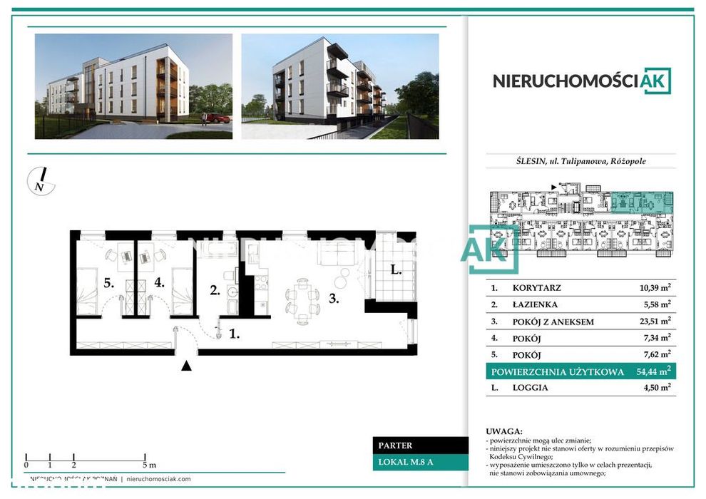 3 pokoje 54m² | Ślesin | 300 m od mariny