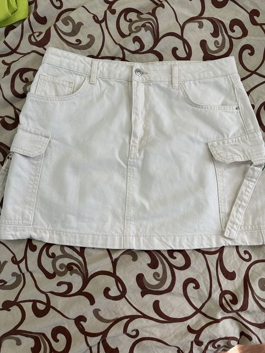 Джинсова спідниця юбка молочного кольору