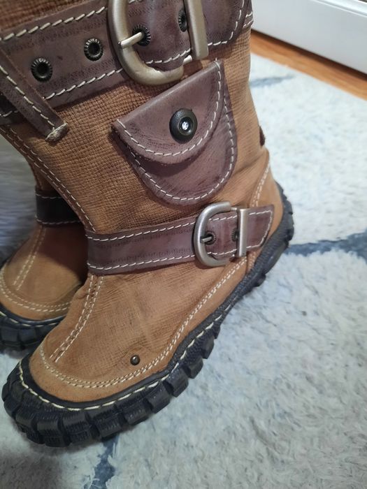 Obex 30 17,5cm skóra śniegowce kozaki ocieplane futerko brąz