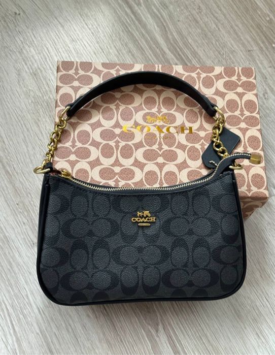 Жіноча сумка багет Coach Женская сумка Коуч.Чорного кольору.