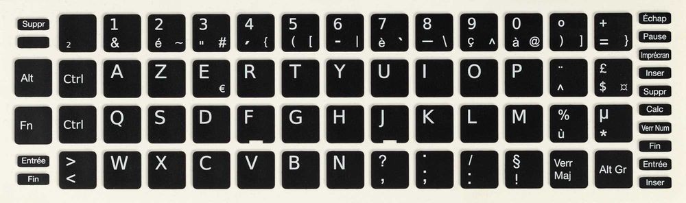 Pack 100 Película Teclado Preto Windows fr-FR 13x13 Keyboard Stickers