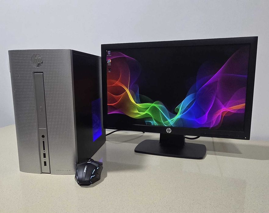 Computador AMD com Monitor HP Pro de 20 polegadas/ SSD/ Windows/ Office