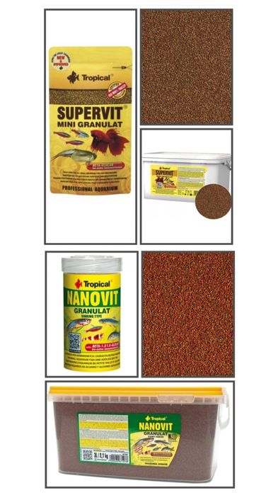 Корм Tropical Supervit mini и Tropical Nanovit Granulat
