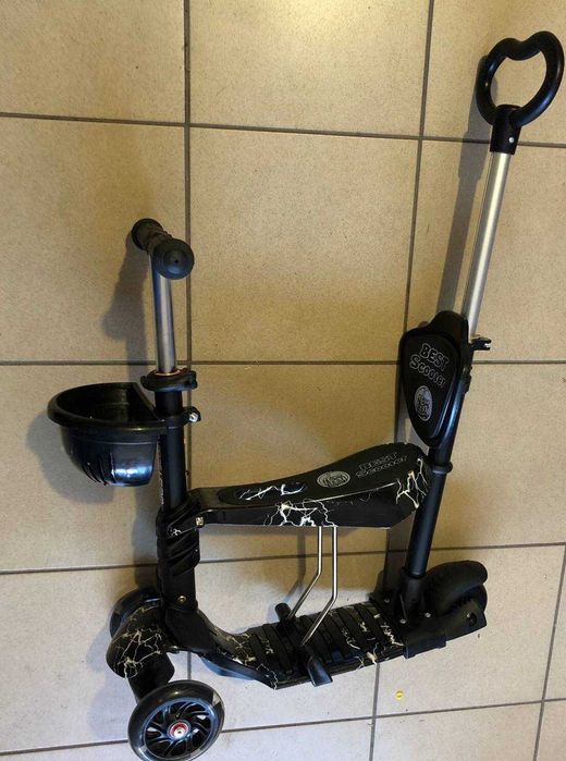 Самокат Блискавка 5в1 з батьківською ручкою витримує 80 кг