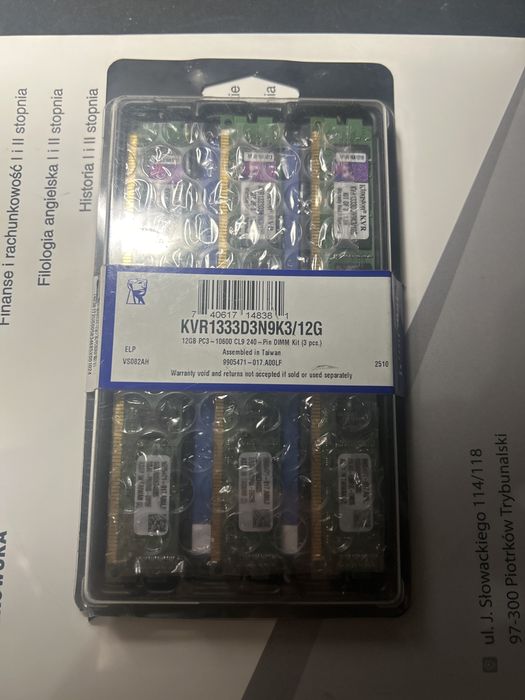 Pamięć RAM Kingston DDR3 12GB (3x4GB) 1333MHz PC3-10600