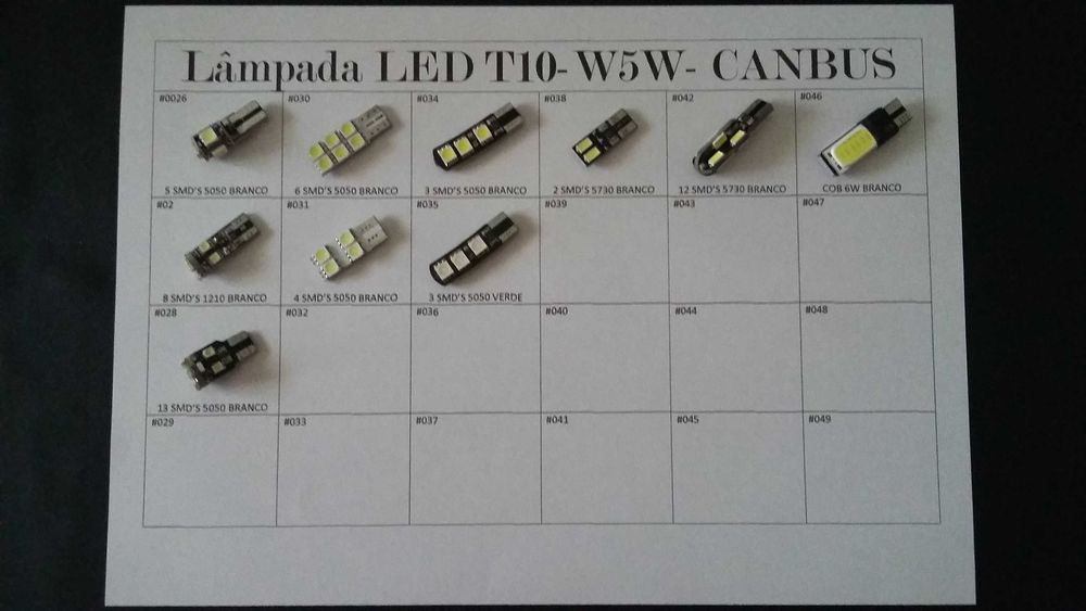 Led T10-W5W varias cores (NOVAS) [Novo Preço] a partir de