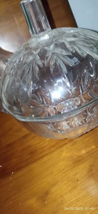 Garrafa e bomboneira cristal d'arques