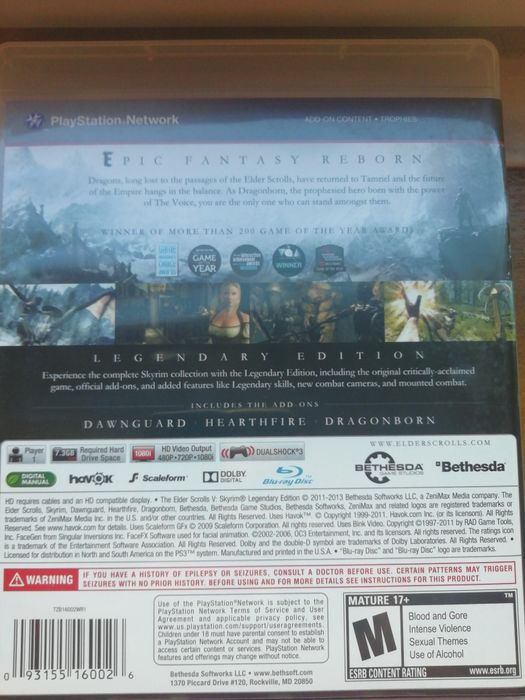 Videojogo Skyrim para PS3