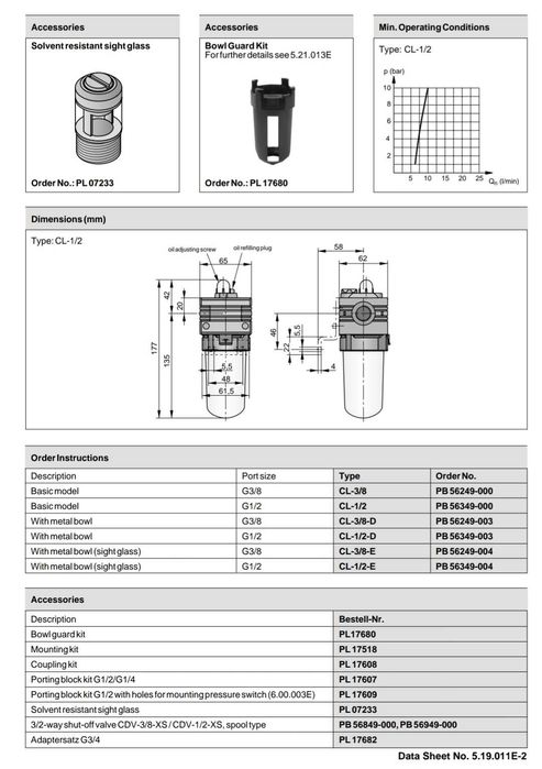 Misturador óleo linha ar comprimido Hoerbiger / Origa
