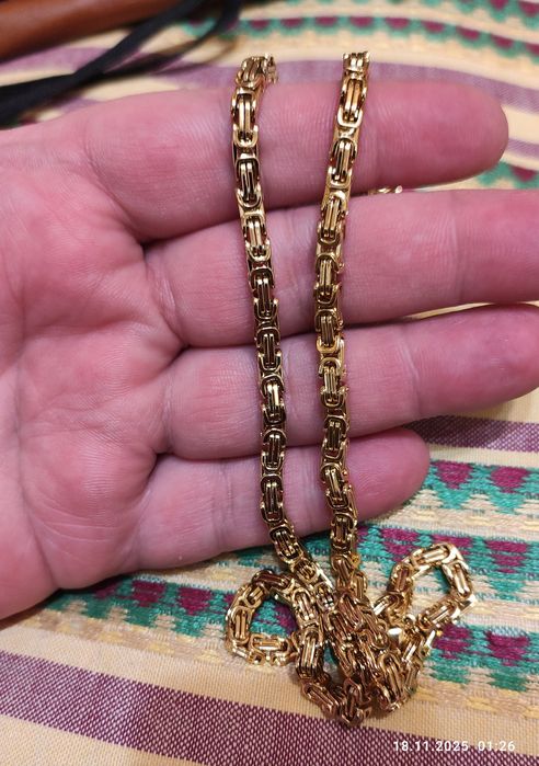 Чоловічий ланцюжок з нержавіючої сталі медзолото