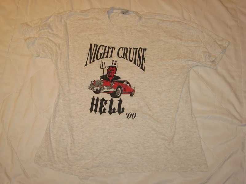t-shirt koszulka auto oldtimer Night Cruise 2000 diabeł widły samochód